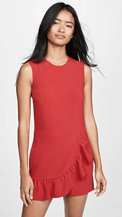 Red Valentino Ruffled Stretch Frisottino Jumpsuit In Lacquer