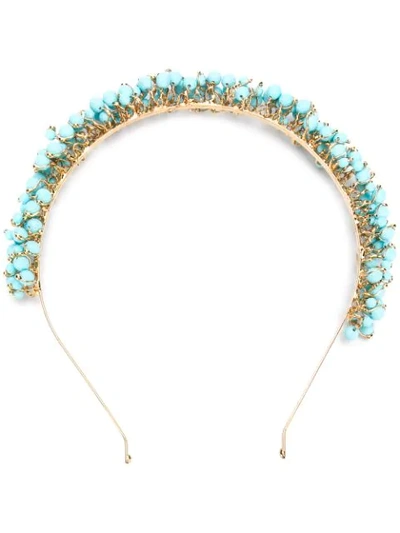 Rosantica Light Blue Brass Headband In Gold