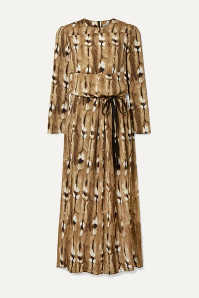 By Malene Birger Alhena Printed Crepe Maxi Dress In Light Brown