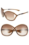 Tom Ford 'whitney' 64mm Open Side Sunglasses - Dark Brown