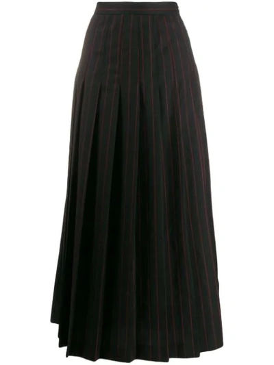 Mcq By Alexander Mcqueen Paneled Pleated Pinstriped Grain De Poudre And Wool Skirt In Black