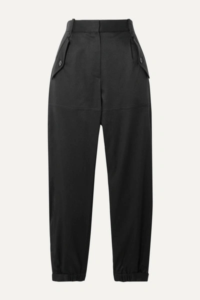 Nili Lotan Arliss Cropped Lyocell-blend Twill Tapered Pants In Black