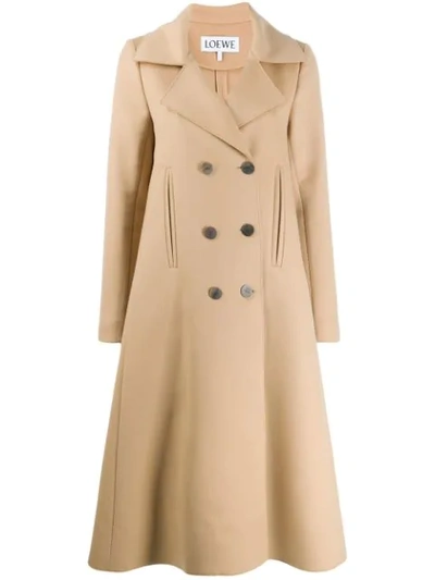 Loewe Double-breasted Wool And Cashmere-blend Coat In Camel