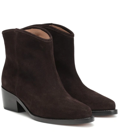 Legres Western Low Suede Ankle Boots In Brown