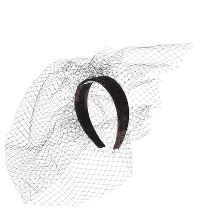 Erdem Embellished Jacquard Headband In Black
