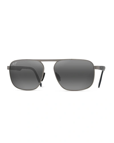 Maui Jim Men's Waihee Ridge Polarized Metal Sunglasses In Gray