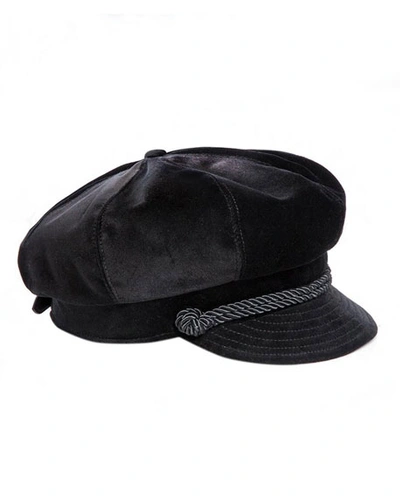 Eric Javits Clara Velvet Newsboy Hat In Black