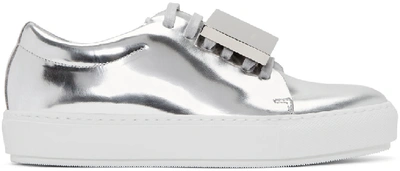 Acne Studios Adrianna Metallic Leather Emoticon Sneakers In Silver