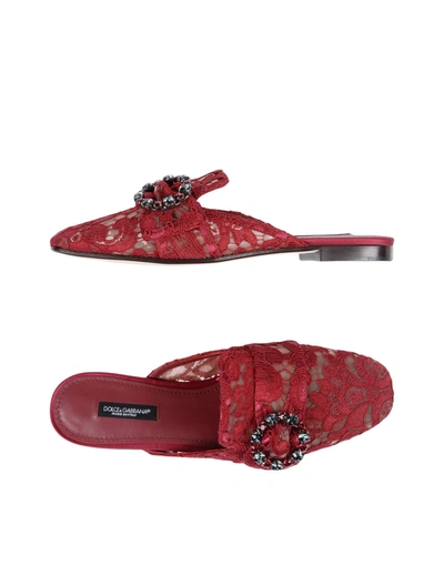 Dolce & Gabbana Jackie Buckled Corded Lace Slippers In Red