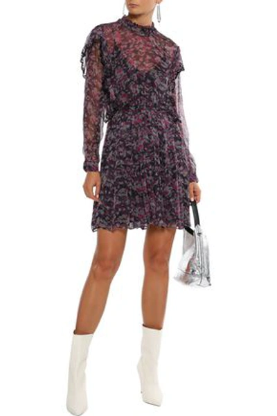 Iro Tinkle Layered Printed Georgette Mini Dress In Magenta