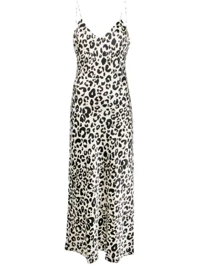 Anine Bing Rosemary Leopard-print Silk-satin Maxi Dress In White