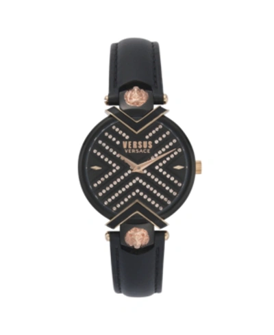 Versus Mabillon Two-tone Black Leather Strap Watch, 36mm