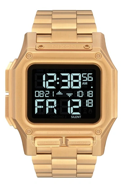 Nixon Regulus All-black Link Bracelet Watch, 46mm In Gold/black/gold