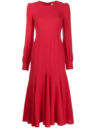 Goat Idol Godet-panel Wool-crepe Midi Dress In Red