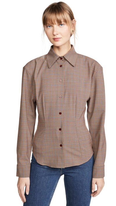 Acne Studios Sovilla Checked Twill Slim-fit Shirt In Blue Brown