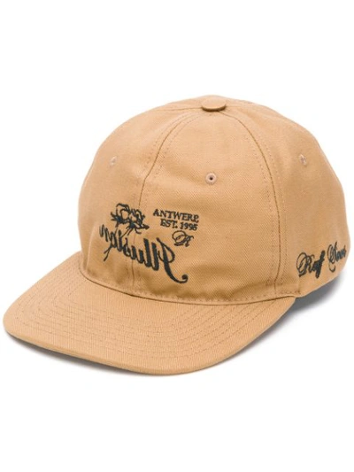 Raf Simons Illusion-embroidered Cotton-twill Baseball Cap In Brown