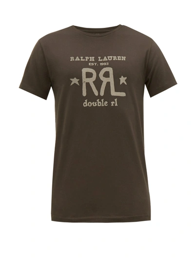 Rrl Double -logo Print Cotton T-shirt In Black