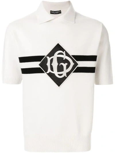 Dolce & Gabbana Cashmere Polo-shirt With Patch In White