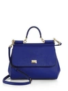 Dolce & Gabbana Medium Sicily Dauphine Leather Bag, Blue