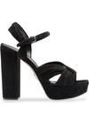 Prada Chunky Heel Platform Sandals In Black