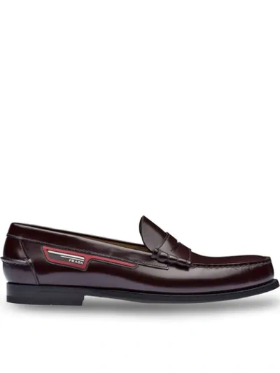 Prada Logo Loafers In Red