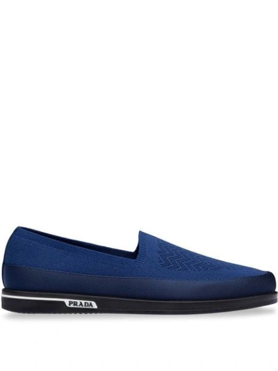 Prada Sock-style Loafers In Blue