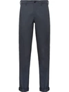 Prada Gabardine Turn-up Trousers In Blue