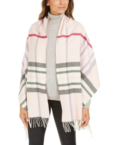 Fraas Exploded Plaid Wrap Cash Mink Scarf In Light Pink