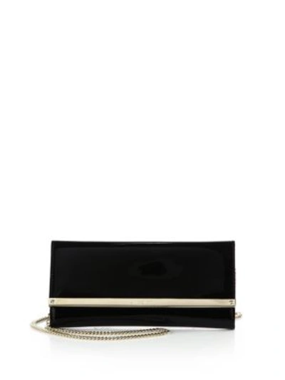Jimmy Choo Milla Patent Leather & Suede Clutch In Black