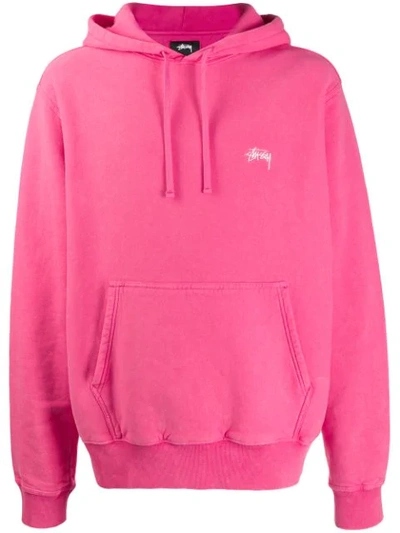 Stussy Hoodie With Logo Embroidery In Pink