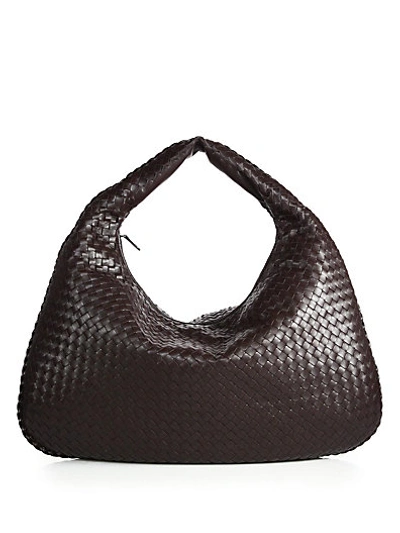 Bottega Veneta Veneta Large Leather Hobo Bag In Brown