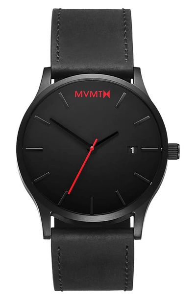 Mvmt Men's Classic Black Stainless Steel & Leather-strap Watch