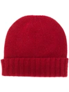 Pringle Of Scotland Ribbed Cashmere Beanie In Red