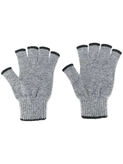 Pringle Of Scotland Cashmere Fingerless Gloves In Grey