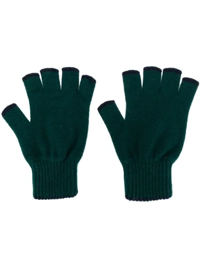 Pringle Of Scotland Cashmere Fingerless Gloves In Green