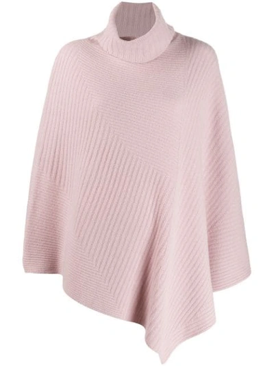Pringle Of Scotland Short-length Ribbed Poncho In Pink