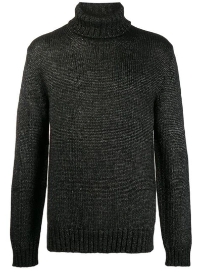 Les Hommes Urban Rollneck Knit Sweater In Black