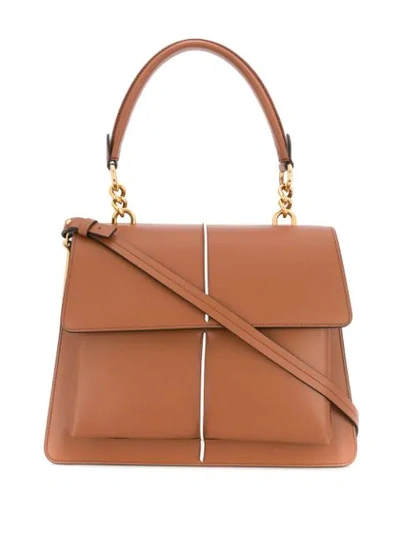 Marni Medium Attaché Leather Top Handle Bag In Brown