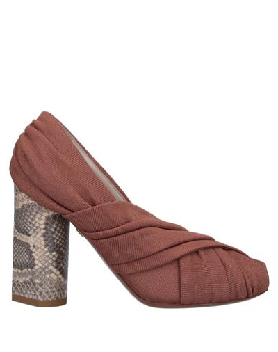 Roberto Cavalli Square Toe Snake Embossed Block Heel Pump In Dark Brown