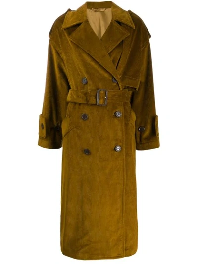 Acne Studios Corded Single Breasted Coat In Yellow
