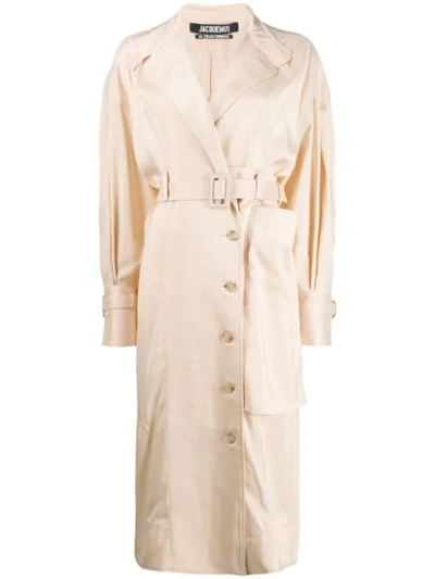 Jacquemus Belted Trench Coat In Neutrals