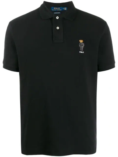 Polo Ralph Lauren Bear Logo Polo Shirt In Black