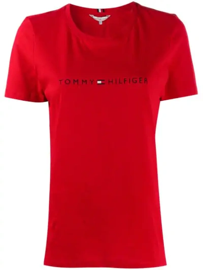 Tommy Hilfiger T-shirt Mit Logo-print In Red