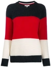 Tommy Hilfiger Knitted Striped Jumper In Blue