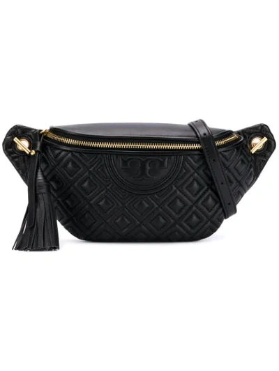 Tory Burch Fleming Quilted Leather Belt Bag In Black