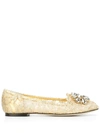 Dolce & Gabbana Slipper In Taormina Lurex Lace With Crystals In Yellow