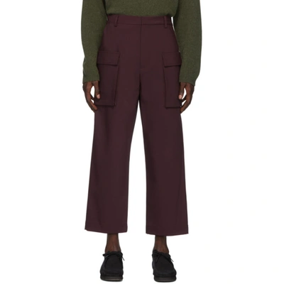 Deveaux Wide-leg Cropped Stretch-knit Cargo Trousers In 600 Burgund