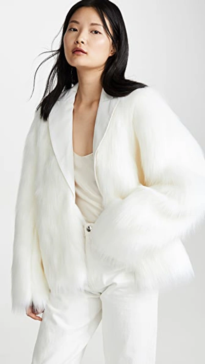 Anais Jourden White Faux Fur Blazer