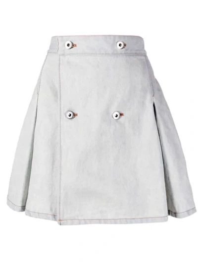 Matthew Adams Dolan Pleated Denim Mini Skirt In White