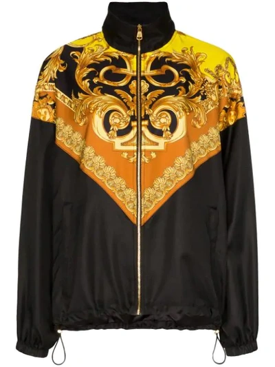 Versace Printed Satin-twill Track Jacket In A7048 Caramello Giallo